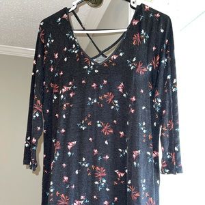 Black floral and lace top